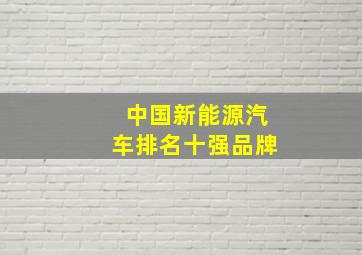 中国新能源汽车排名十强品牌