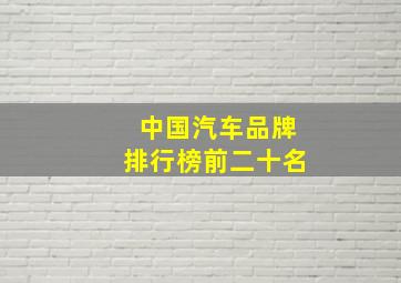 中国汽车品牌排行榜前二十名