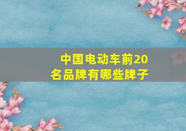 中国电动车前20名品牌有哪些牌子