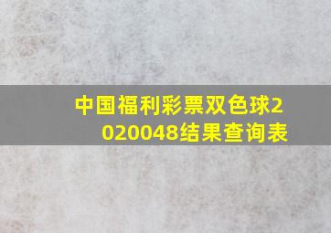 中国福利彩票双色球2020048结果查询表