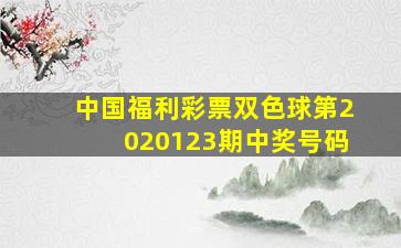 中国福利彩票双色球第2020123期中奖号码