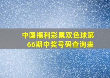 中国福利彩票双色球第66期中奖号码查询表