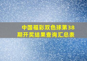 中国福彩双色球第38期开奖结果查询汇总表