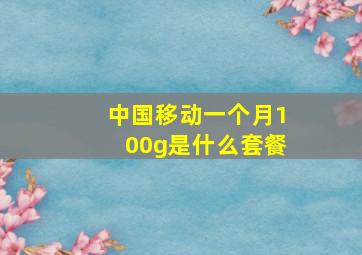 中国移动一个月100g是什么套餐