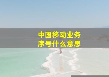 中国移动业务序号什么意思