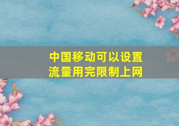 中国移动可以设置流量用完限制上网