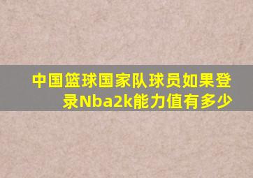 中国篮球国家队球员如果登录Nba2k能力值有多少