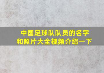 中国足球队队员的名字和照片大全视频介绍一下