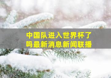 中国队进入世界杯了吗最新消息新闻联播