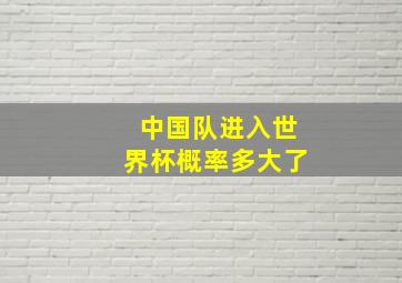 中国队进入世界杯概率多大了