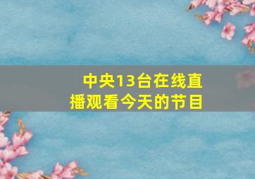 中央13台在线直播观看今天的节目