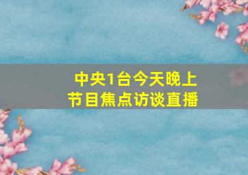 中央1台今天晚上节目焦点访谈直播