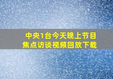 中央1台今天晚上节目焦点访谈视频回放下载