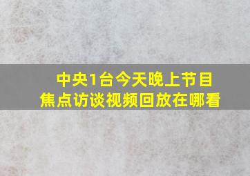 中央1台今天晚上节目焦点访谈视频回放在哪看