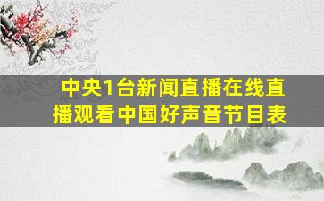 中央1台新闻直播在线直播观看中国好声音节目表