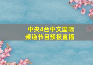 中央4台中文国际频道节目预报直播