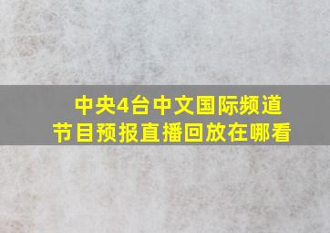 中央4台中文国际频道节目预报直播回放在哪看