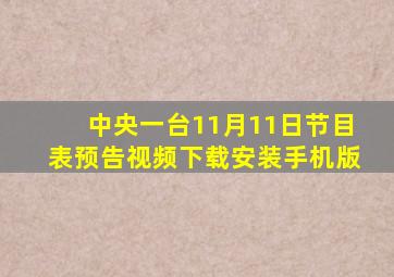 中央一台11月11日节目表预告视频下载安装手机版