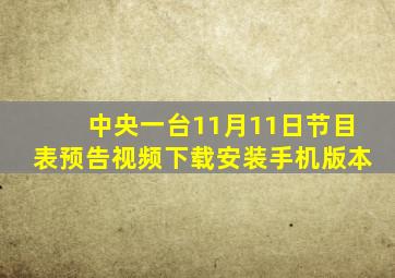 中央一台11月11日节目表预告视频下载安装手机版本