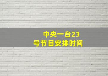 中央一台23号节目安排时间