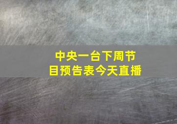 中央一台下周节目预告表今天直播