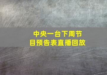 中央一台下周节目预告表直播回放