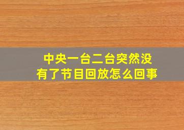 中央一台二台突然没有了节目回放怎么回事