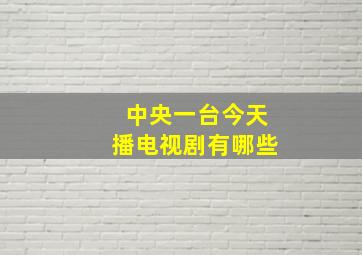 中央一台今天播电视剧有哪些