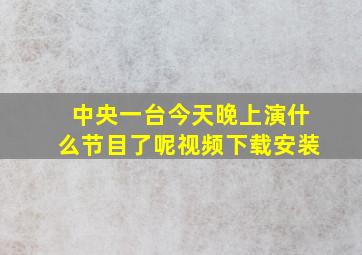 中央一台今天晚上演什么节目了呢视频下载安装