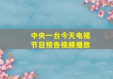 中央一台今天电视节目预告视频播放