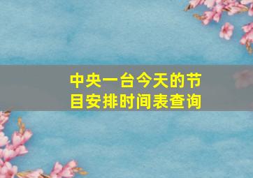 中央一台今天的节目安排时间表查询