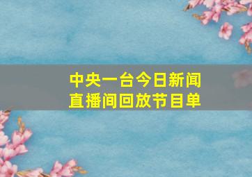 中央一台今日新闻直播间回放节目单