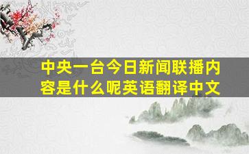 中央一台今日新闻联播内容是什么呢英语翻译中文