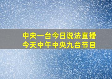 中央一台今日说法直播今天中午中央九台节目