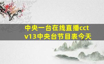 中央一台在线直播cctv13中央台节目表今天