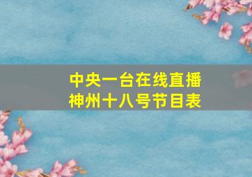 中央一台在线直播神州十八号节目表