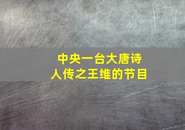 中央一台大唐诗人传之王维的节目