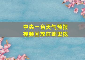 中央一台天气预报视频回放在哪里找