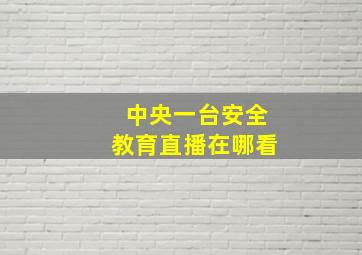 中央一台安全教育直播在哪看