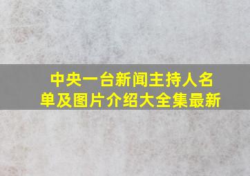 中央一台新闻主持人名单及图片介绍大全集最新