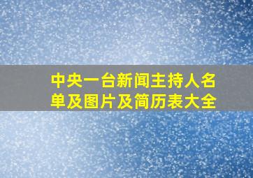 中央一台新闻主持人名单及图片及简历表大全