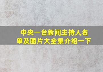 中央一台新闻主持人名单及图片大全集介绍一下