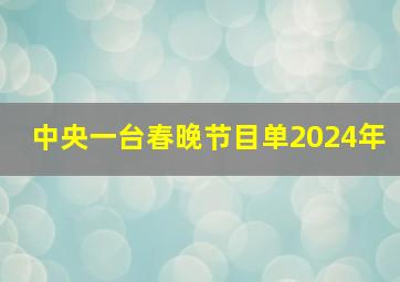 中央一台春晚节目单2024年