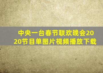 中央一台春节联欢晚会2020节目单图片视频播放下载