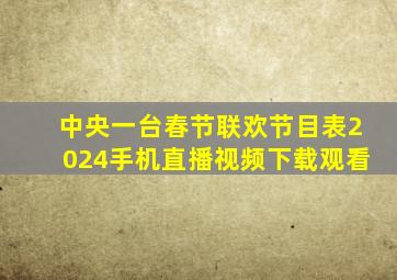 中央一台春节联欢节目表2024手机直播视频下载观看