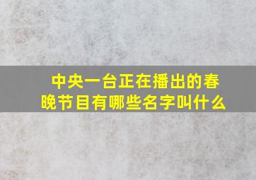 中央一台正在播出的春晚节目有哪些名字叫什么