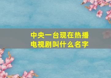 中央一台现在热播电视剧叫什么名字