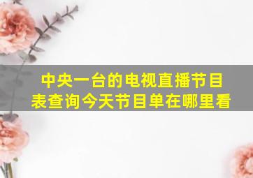 中央一台的电视直播节目表查询今天节目单在哪里看