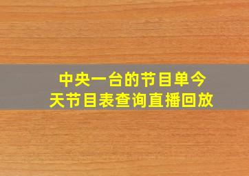 中央一台的节目单今天节目表查询直播回放