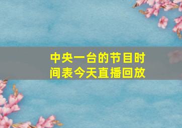 中央一台的节目时间表今天直播回放